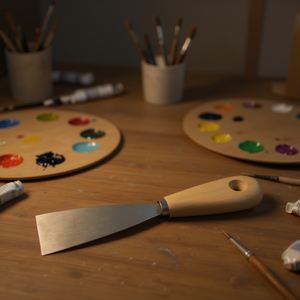 Spatule ovale plate en bois poli de 20 mm de large pour pinceaux à peinture - Product Image 3