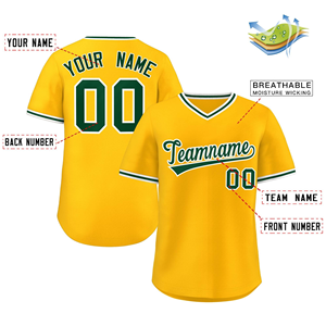 เสื้อเบสบอลระบายอากาศคอวีแขนสั้นเสื้อเหลืองกับเขียวขาว - Product Image 2