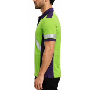 Chemises polo de travail légères en polyester respirant à haute visibilité pour hommes, pour les travaux en extérieur, les équipes de construction, les ouvriers d'usine - Product Image 3