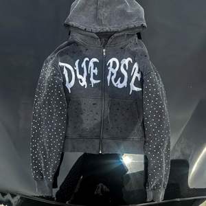 Sudaderas con capucha de algodón para hombre personalizadas, ropa de calle de gran tamaño de 500g/m2, bordado desgastado, diamantes de imitación de peso pesado, sudadera con cremallera completa para hombre - Product Image 2