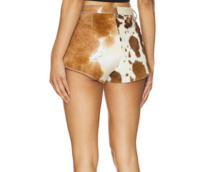 Women Leather Skirts Cowhide Hairon Natural Colour High Waist Vintage 100% Cowhide Leather Skirts Plus Size Womens Mini Skirts - Product Image 2