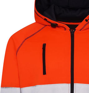 Sudadera de seguridad de alta visibilidad, ropa de trabajo reflectante con cremallera, uniforme de construcción para exteriores, chaqueta con capucha fluorescente - Product Image 2