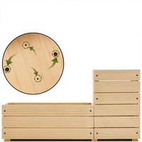 Lit de jardin surélevé en bois en forme de L pour légumes d'extérieur, herbes et fleurs-Pots de fleurs et jardinières