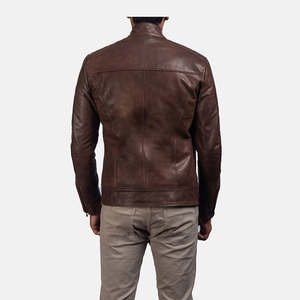Chaqueta de cuero genuino duradera para hombre cuello alto impermeable y resistente al viento colores personalizables/logotipos venta al por mayor prendas de vestir exteriores de invierno - Product Image 5