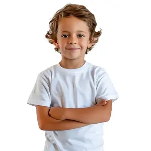 กีฬาสำหรับเด็กแบบแห้งเร็วออกแบบได้ตามต้องการสำหรับเสื้อยืดสไตล์ทางการพร้อมสกรีนผ้าไหมพิมพ์โลโก้ถักสีทึบดีไซน์ว่างเปล่า - Product Image 5