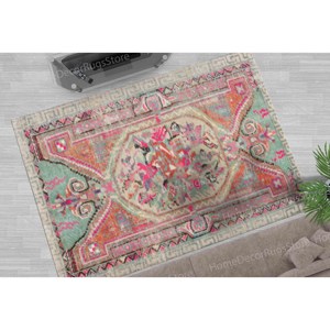 Tapis imprimé à motifs ethniques colorés, cadeau idéal pour elle, tapis en velours de luxe - Product Image 2