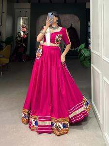 El último diseñador Pure Rayon Gamthi Impreso Work Lehenga Choli por Fab Zone - Product Image 5