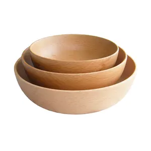 Unfinished Set of 3 Wooden Serving Bowl Exporter New Design Handmade Wooden Salad Serving Bowl Wholesale Exporter