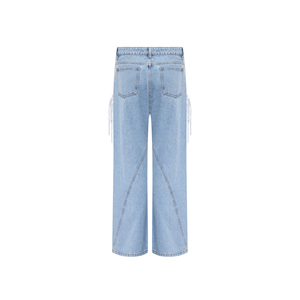 2025 alta calidad señoras pantalones vaqueros apilados campana inferior Denim alto rasgado Leggings señoras XL lavado técnica Logo verano - Product Image 6