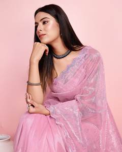 NOUVELLE TENDANCE CORDING SÉQUENCE SAREE UNIQUE TENUE SÉQUENCE DE TRAVAIL BRODÉ SAREE SUR ORGANZA AVEC BLOUSE DE TRAVAIL LOURD M CRÉATION - Product Image 3