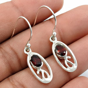 Boucles d'oreilles en pierres précieuses grenat naturel à la mode bijoux de déclaration par fabricant indien bijoux en argent Sterling 925 faits à la main - Product Image 3