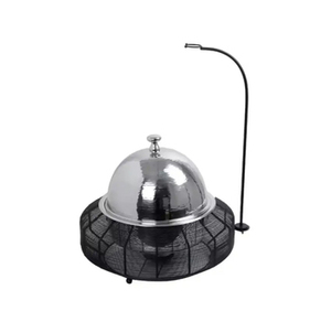 Ensemble de 1 plat de service décoratif en métal argenté en forme de dôme, authentique et culturel, style unique - Product Image 6