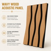 Panneau mural acoustique en bois de chêne ondulé, insonorisant, revêtement décoratif intérieur