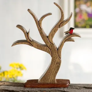 Sculpture d'arbre abstraite en bois avec branches courbées, surface lisse et polie, artisanat artistique, design minimaliste - Product Image 3