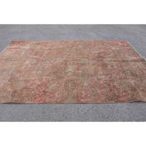Alfombra de lana de retazos rojo Beige respetuosa con el medio ambiente tradicional, 6,6X10,4 pies, pila media, rectángulo turco, pasillo, habitación de látex para adolescentes, cabecera - Product Image 3
