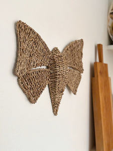 Flair rustique beau jonc de mer tissé décoratif dauphin mur fait à la main Art mural naturel pour salon décor à la maison - Product Image 2