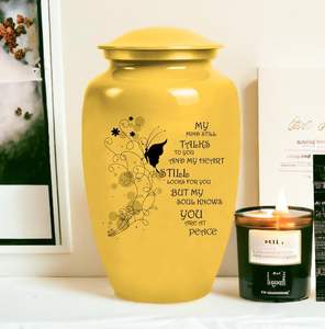 Urna de mensaje amarilla para cenizas para adultos, urnas de cremación de entierro Masculino Femenino para cenizas humanas, mujeres, hombres, funeral, tamaño personalizado decorativo - Product Image 3