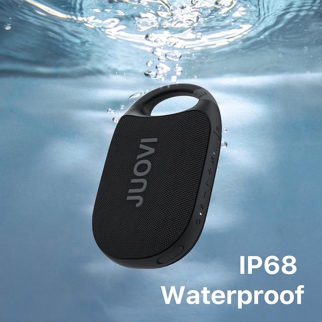JUOVI Portable Box, Stereo Audio, 5.3, IP68 Waterproof, Built-in Carabiner, for Beach, Bedroom and Outdoor