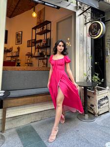 Vestido Midi de verano floral elegante con correas de lazo en los hombros Tela suave y ligera para uso diario o en la playa - Product Image 4