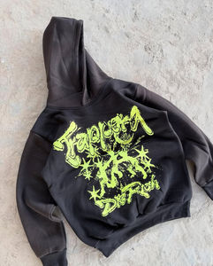 เสื้อฮู้ดพิมพ์ลายวินเทจสำหรับผู้ชายผ้าฝ้าย100% 400 GSM เสื้อผ้าแนวสตรีทแวร์ผลิตตามสั่ง Y2K - Product Image 4