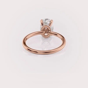 IGI Certified Oval Cut Lab Grown Diamond Engagement - Wedding <b>Ring</b> with Hidden Halo in 9K Yellow / White & Rose Gold - Product Image 2