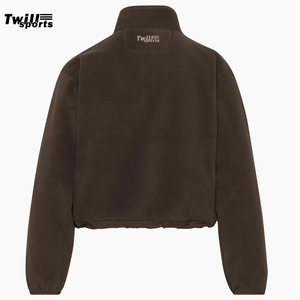 Venta caliente Piel de oveja Polar Fleece Pullover 1/4-Zip Mock Neck Bolsillos de mano con cremallera Cinchable Shockcord Producto terminado - Product Image 3