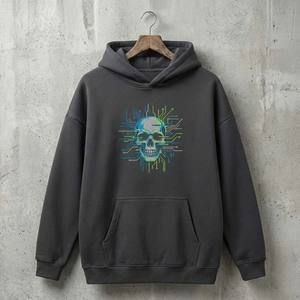 Sweat à capuche gris anthracite de haute qualité pour homme, coupe classique, logo personnalisé, broderie minimaliste cyberpunk, grande taille, hip-hop, 100% coton - Product Image 6