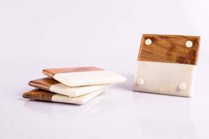 Posavasos de madera de mármol Posavasos de forma cuadrada marrón blanco para mesa de comedor Cocina - Product Image 4
