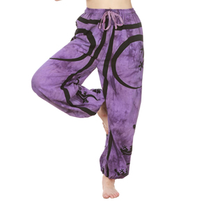 Pantalon sarouel Boho pour femmes confortable coton Cargo imprimé Satin ballon plat fermeture à cordon taille libre pour les vêtements d'été et d'hiver - Product Image 1