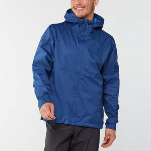 Wholesale <b>Mens</b> 100%Nylon Packable Custom Logo <b>Waterproof</b> <b>Jacket</b> <b>Light</b> Weight Rain <b>Jacket</b> - Product Image 1