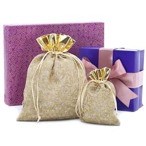 Bolsa de Yute Dorada Florentina para Recuerdos de Fiesta - Product Image 1