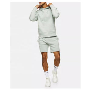 Sweat à capuche personnalisé pour hommes, ensembles courts de printemps de style de rue | Ensembles courts oem de tenue d'été solide pour hommes - Product Image 5