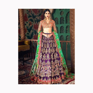 Vente chaude Traditionnel Ethnique Indien Pakistanais Lehenga & Dupatta Ensemble Georgette Avec Broderie Travail Pleine Couture Partie Porter - Product Image 4