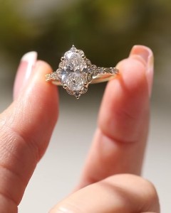 12x8มม. แหวนหมั้นเพชรมออิสซาไนต์ทรงรีสีทองเครื่องประดับงานแต่งงานสไตล์วินเทจ - Product Image 5