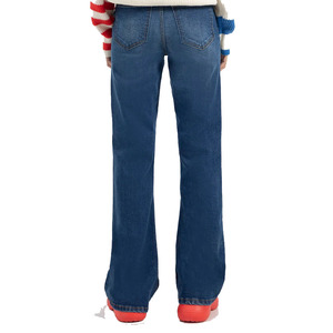 Pantalones vaqueros de diseño superior y calidad para mujer, vaqueros de pierna ancha lavados con piedras, personalizados - Product Image 6