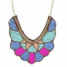 สร้อยคอปักลายวินเทตประกายลูกปัดแก้ว - Product Image 3