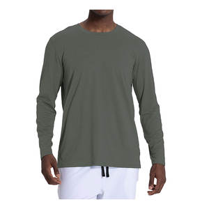 Camisetas de entrenamiento para gimnasio para hombre, manga larga en blanco, cuello redondo, Color sólido de alta calidad, talla grande personalizada - Product Image 6