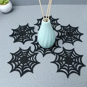 6 Pieces Halloween Spider Web Coaster - A Weird Placemat For Halloween Parties And Decorations