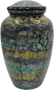 Handmade <b>Large</b> Adult Size Mosaic Glass Cremation <b>Urn</b> Unique Artwork for Funerals Individual Tiles Applied Hand Made Aluminium - Product Image 3