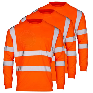 Camiseta DE SEGURIDAD reflectante de algodón 100% de alta visibilidad de alta resistencia tipo R Clase 3 mangas largas disponibles en varios tamaños - Product Image 1