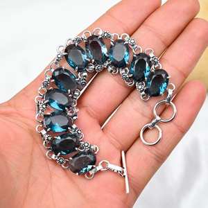 Indicolite Tourmaline <b>Bracelet</b> 925 Sterling <b>Silver</b> Handmade <b>Bangle</b> <b>Silver</b> Jewelry Gemstone Wedding Jewelry Gift For Her - Product Image 5