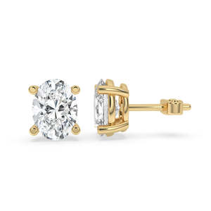 Nouvelles boucles d'oreilles clous ovales en diamant pour femme, certifiées IGI, cultivées en laboratoire, à fermoir poussoir, plaqué rhodium, SHREERAJ SOLITAIRE 14K - Product Image 2