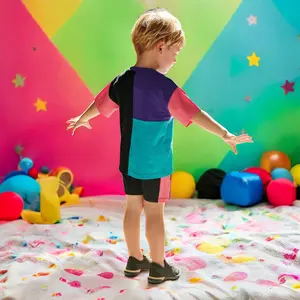 Casual Colors Block T Shirt and Shorts Short Set Boys Clothing Baby Boy Summer Clothing Sets