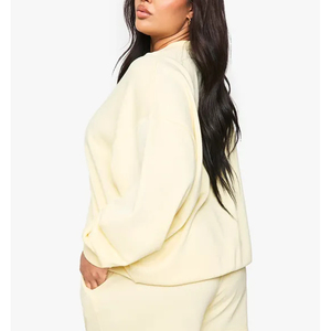 Sudadera de algodón 100% de gran tamaño con cuello abotonado para mujer, sudadera transpirable anticontracción para mujer, Sudadera con capucha color crema para niñas - Product Image 4