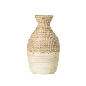 แจกันไม้ไผ่ปั่นพร้อมกระถางต้นไม้หญ้าทะเลสำหรับตกแต่งบ้านแจกันทำด้วยมือของตกแต่งโต๊ะทำจากเวียดนาม - Product Image 5