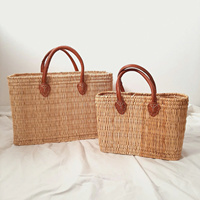 Sac fourre-tout de plage d'été bohème naturel sac à main en paille de jacinthe d'eau/panier à provisions pour les loisirs et la mode
