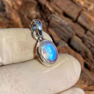 Colgante de piedra lunar natural, plata de ley 925, collar de piedras preciosas hecho a mano, joyería para mujer, regalo. - Product Image 3