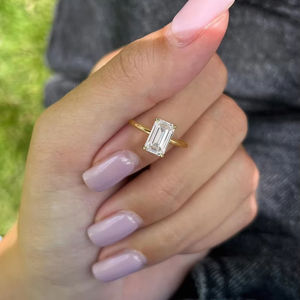 14K oro sólido corte esmeralda 3ct laboratorio cultivado diamante anillo de compromiso oculto Halo IGI certificado boda o regalo de fiesta - Product Image 1