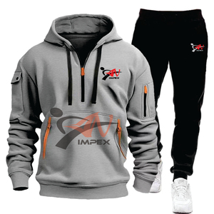 Survêtement de sport de haute qualité pour hommes en deux pièces en polaire, logo personnalisé, jogging avec col à capuche - Product Image 4
