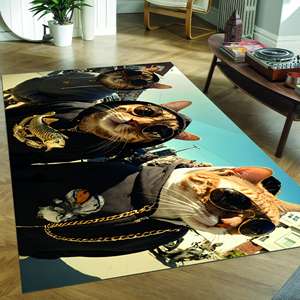 Hip Hop Cat <b>Rug</b>: Funny Pop Culture Accent <b>Rug</b>, Printed <b>Rug</b>,<b>Chenille</b> <b>Rug</b> - Product Image 4